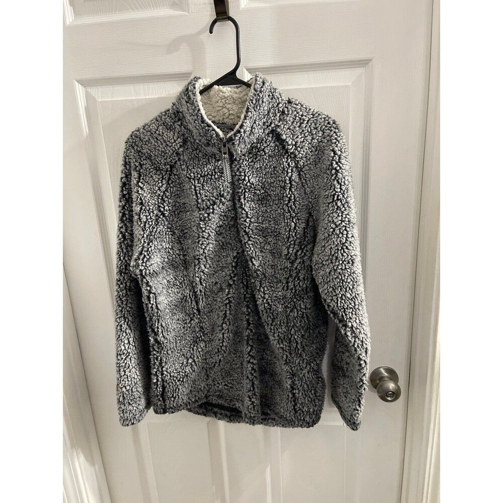 Cozy Sherpa Women’s 1/4 Zip Pullover Size L Gray/White